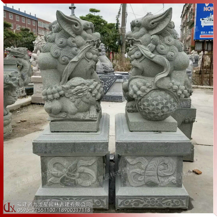 1.2米高青石銹球獅